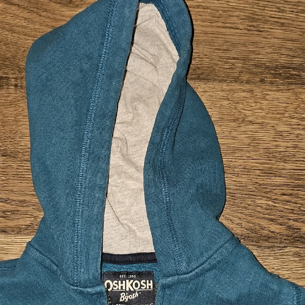 OshKosh B'gosh Teal Blue Zip-Up Hoodie Toddler 5t Boy Girl Jacket Outerwear